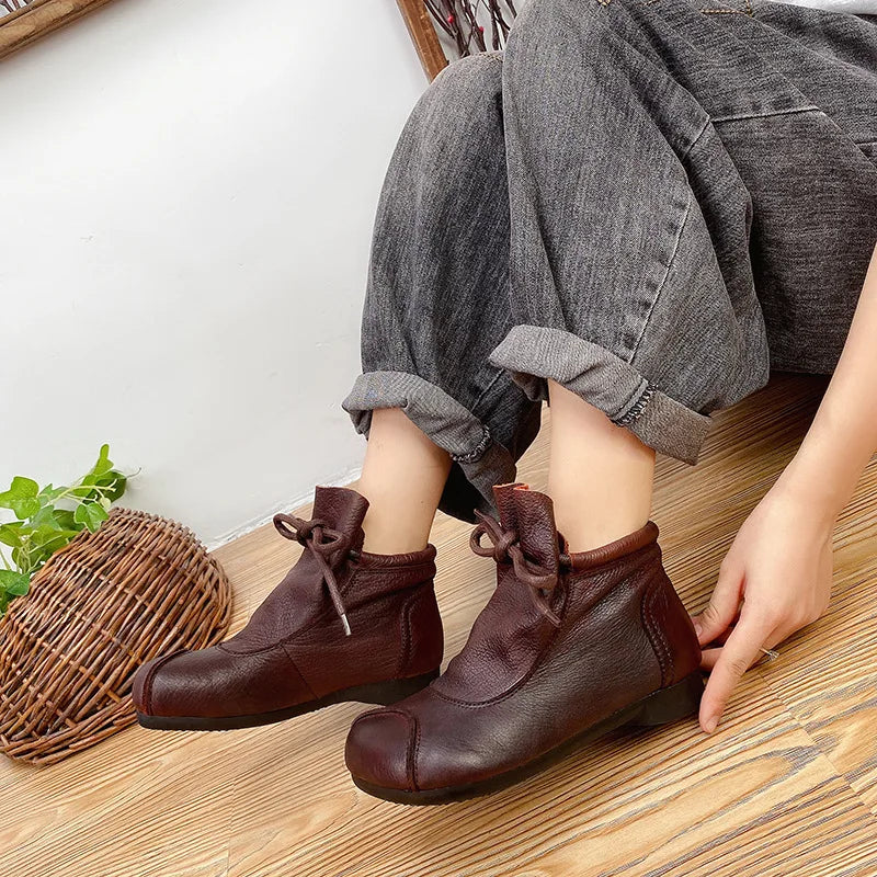 Careaymade-Genuine leather women's boots Fashion retro warm Oversized shoes cow leather Pure handmade ankle boots Casual boots