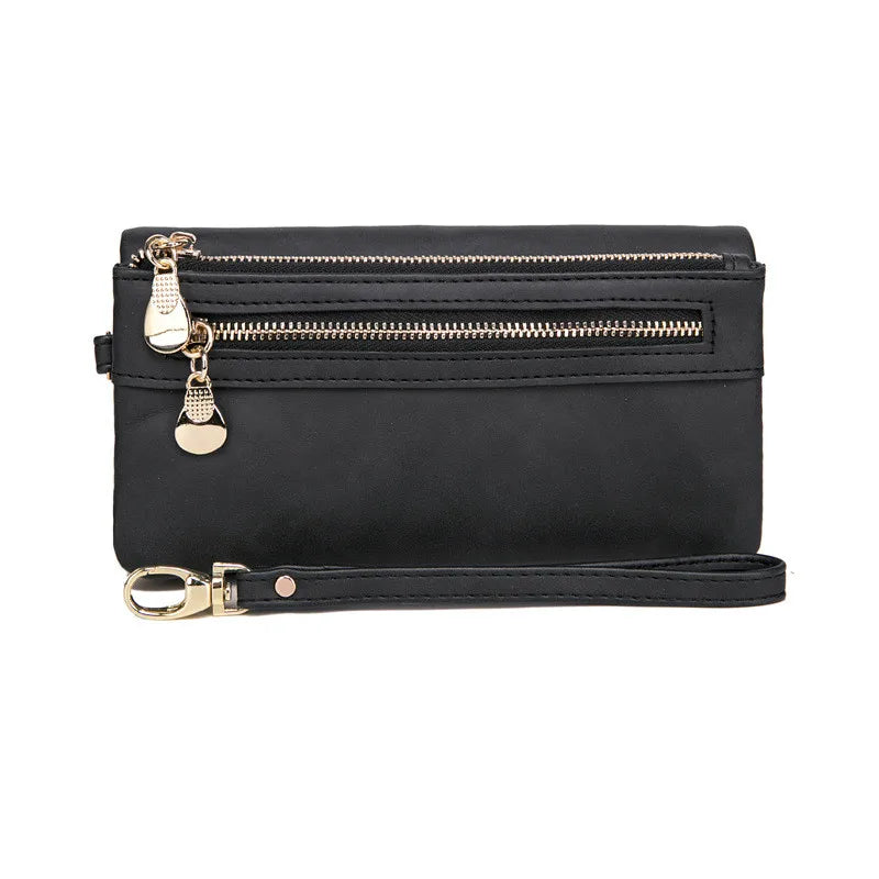 PUOU 2026 Fashion Zipper Purses Women's Wallets Envelop Long Wallet Women Long Section Clutch Wallet Soft PU Leather Money Bag