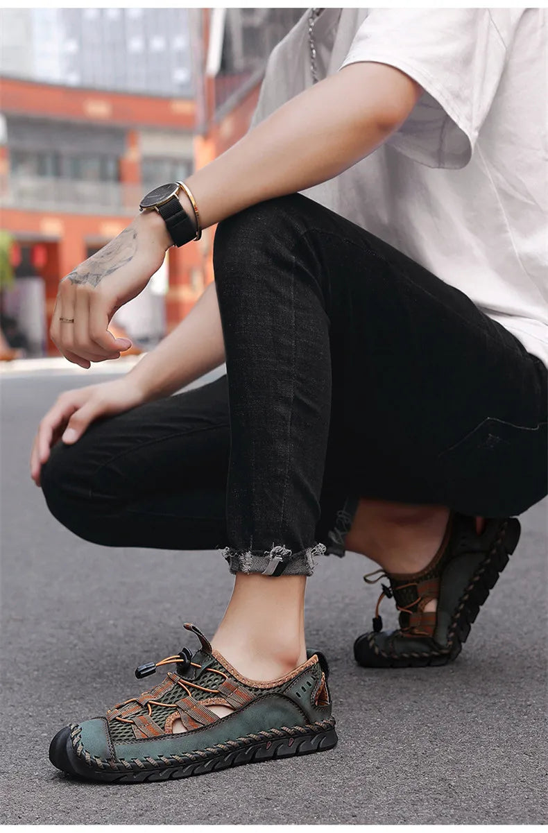Hot Sale Summer Men's Sandals Outdoor Non-slip Men's Beach Sandals Handmade Genuine Leather Men's Shoes Fashion Men Sneakers