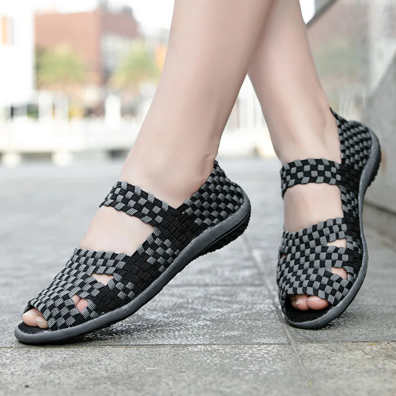 Women Flats Woven Shoes Breathable Summer Sneakers Female Casual Shoes For Walking Comfort Women Tenis Non-slip Zapatos Mujer
