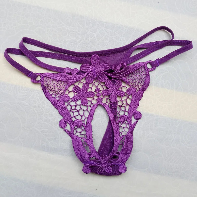 Hot Men Lingerie G-String Bikini Underwear with Penis Holes Gay Male Thong Cute Lace Sissy Panties Underpants