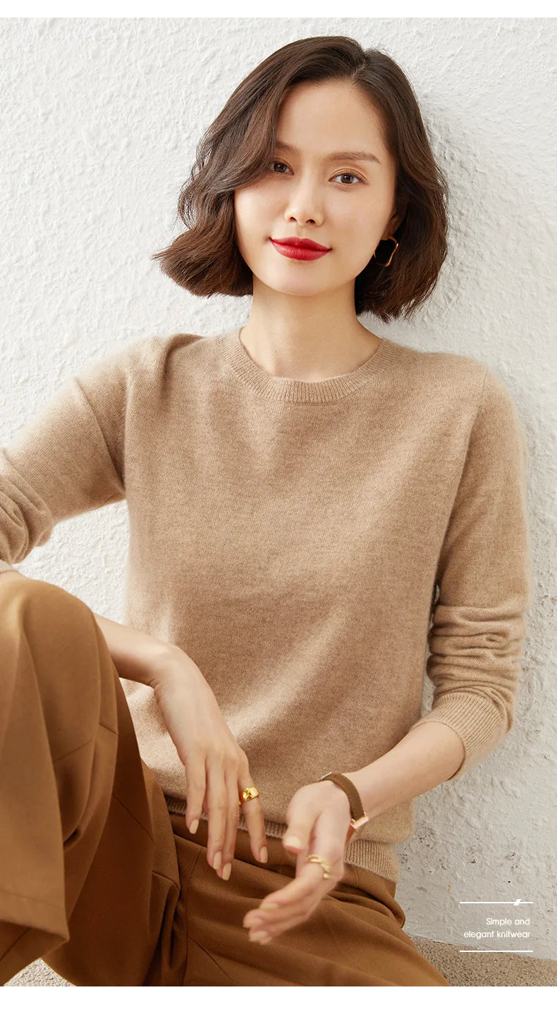 Autumn Winter Women's Sweater O-neck Cashmere Solid Pullovers Slim Bottoming Shirt Long Sleeve Casual Basic Pull Femme Sweater