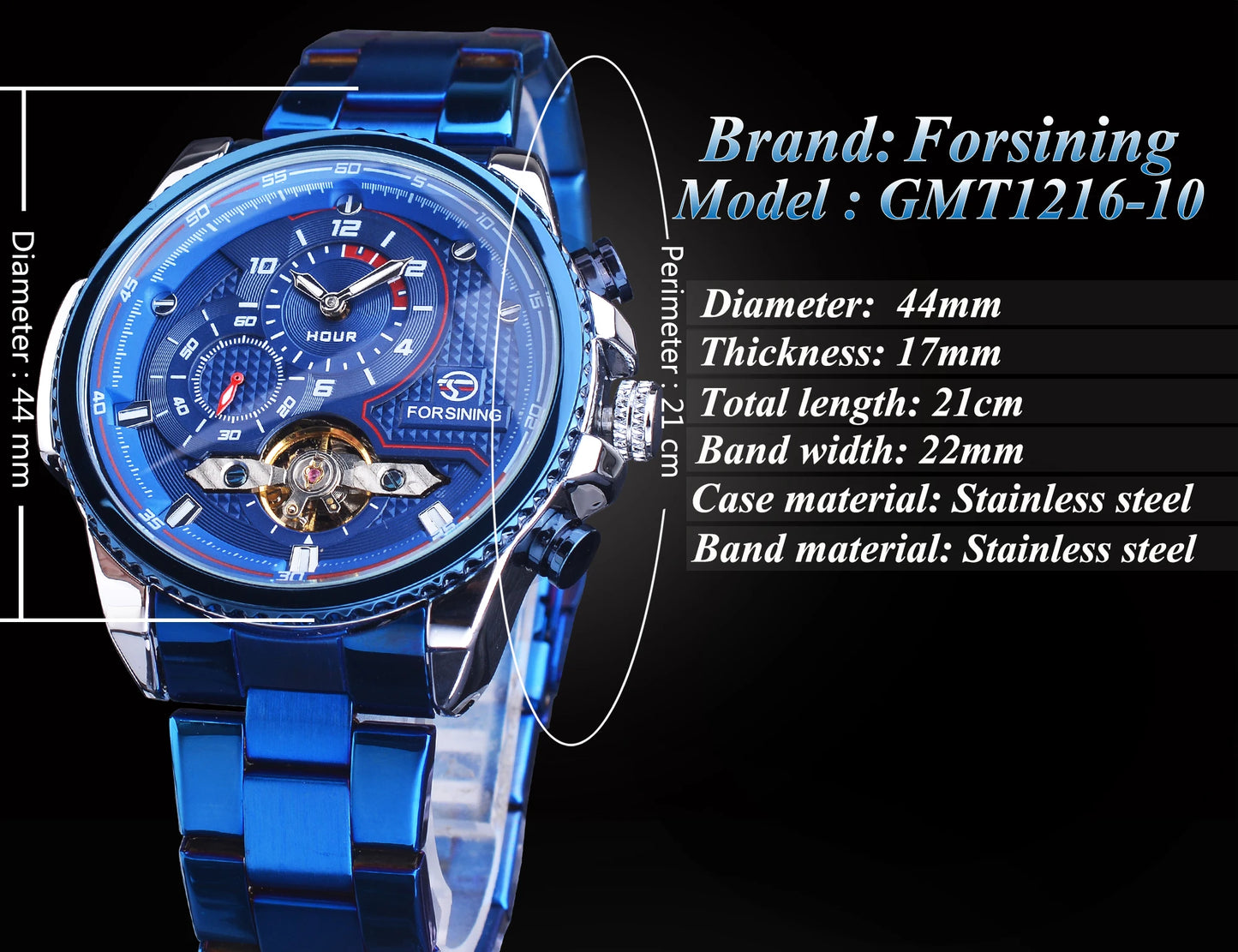 Forsining Mens Automatic Mechanical Watch Tourbillon Wristwatches Men Waterproof Watches Bule Luxury Wrist Watch Relojes Hombre
