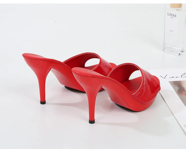 Slippers Women Summer 2021 New Black High Heels 9cm 13 CM 15cm Color Club Sexy High Platform Thin Heels  Party Girl Show Sandals