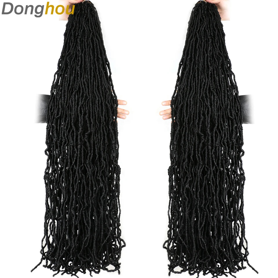 Long Goddess Faux Locks Crochet Braids Brown Blue 1B 30 350 Soft Locs Braiding Hair Synthetic Faux Locs Crochet Hair Extensions