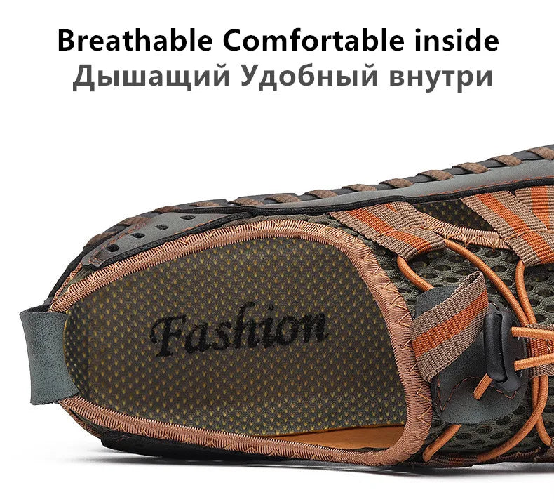 Hot Sale Summer Men's Sandals Outdoor Non-slip Men's Beach Sandals Handmade Genuine Leather Men's Shoes Fashion Men Sneakers