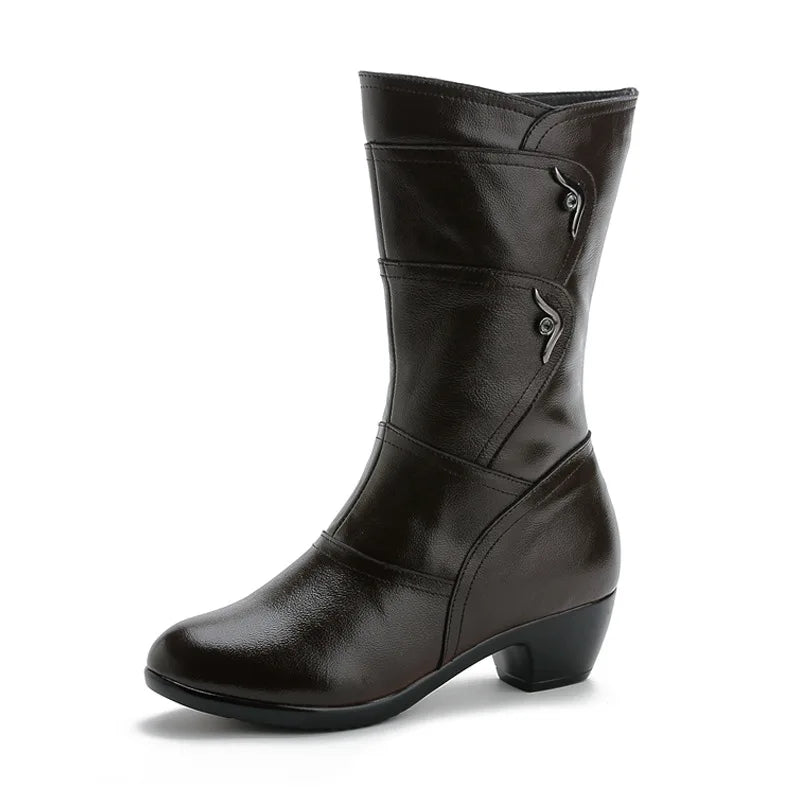 Xiuteng Fashion Ladies Knee High Winter Boots Soft Leather Boots Woman Black Zip Warm Women Thigh High Round Toe Boots Shoes