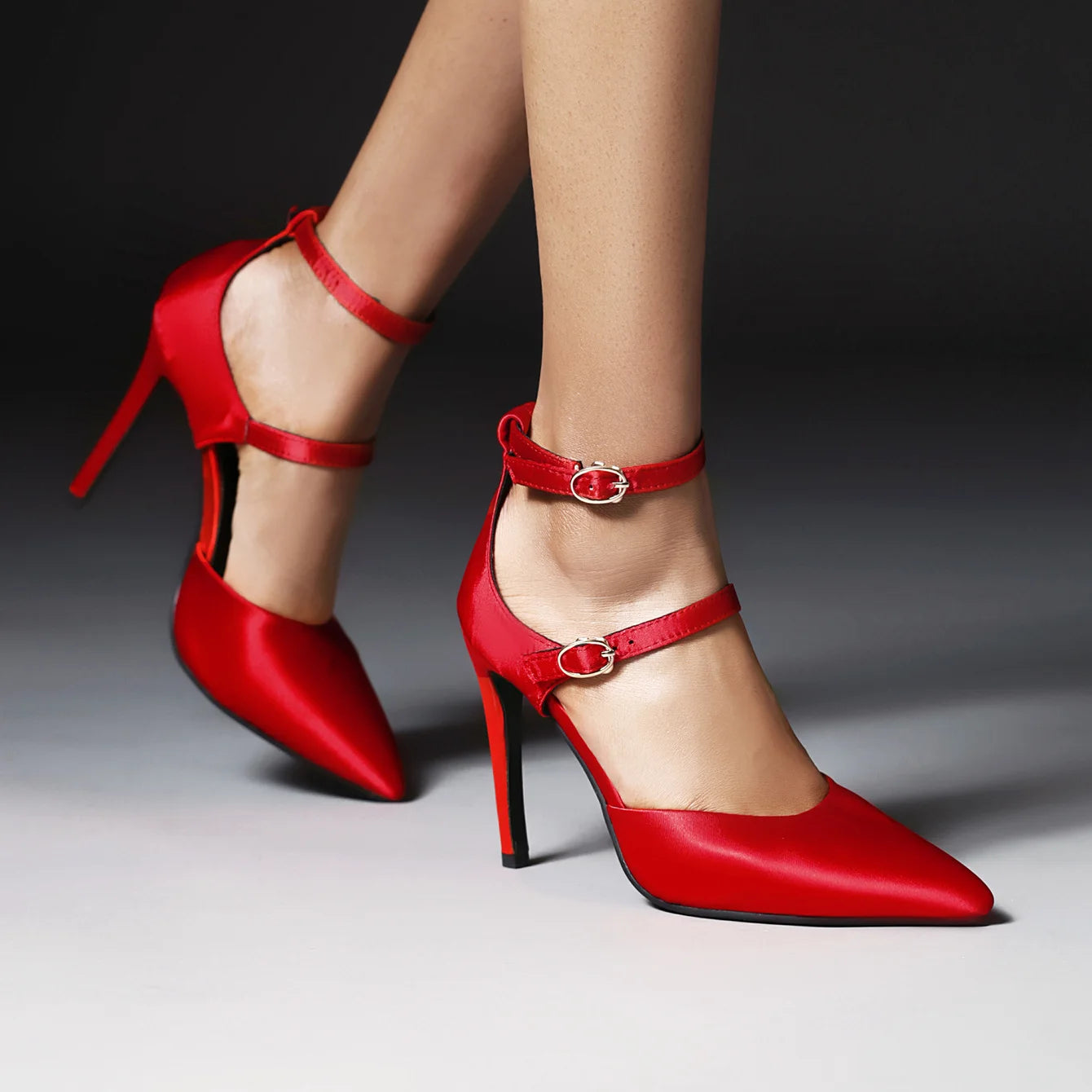 2026 Sexy Classic High Heels Women Sandals Summer Shoes Ladies Pumps Heels Woman Buckle Ankle Strap Shoes Green Black size 34-43