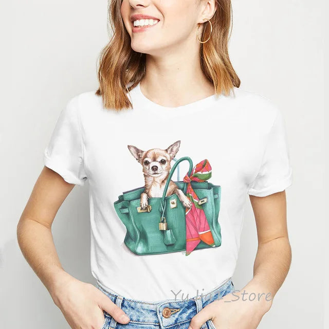 There's Advantages to Being Cute T Shirt Women funny Chihuahua print TShirt dog lover top lovely girl t-shirt tee shirt femme