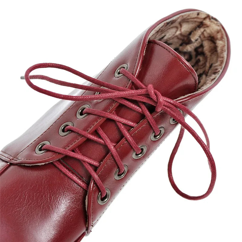 Lace Up Sexy Women's Ankle Boot Spring Autumn Fashion Platform Punk High Heels Black White Red Pumps Autumn Rubber Shoes Woman