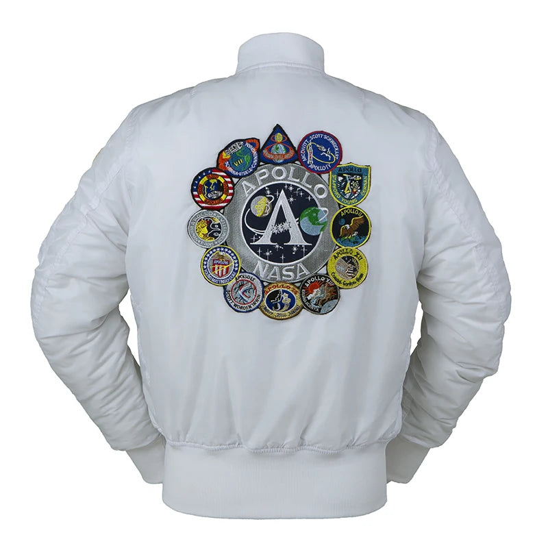 Winter bomber flight jacket vintage MA-1 APOLLO men coat streetwear warm varsity hip hop baseball letterman pilot us air force
