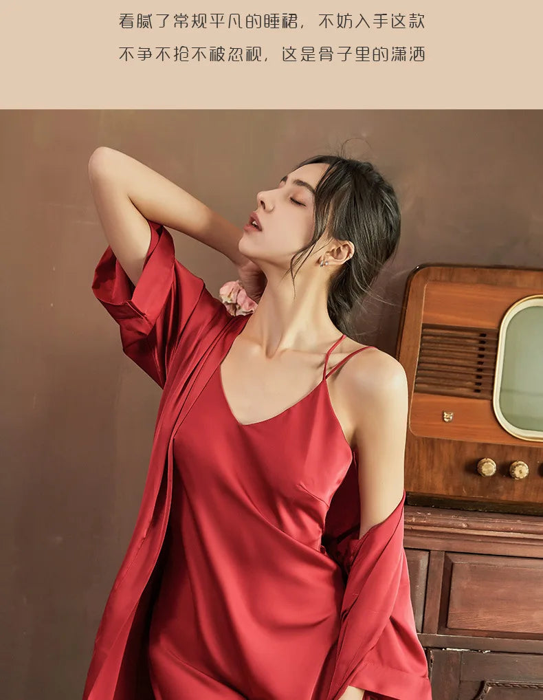 Nightgowns Women Soft V-neck Satin Sleeveless Sleepshirts Summer Sexy Sleepwear Lingerie Korean Style Fashion Nightdress Female