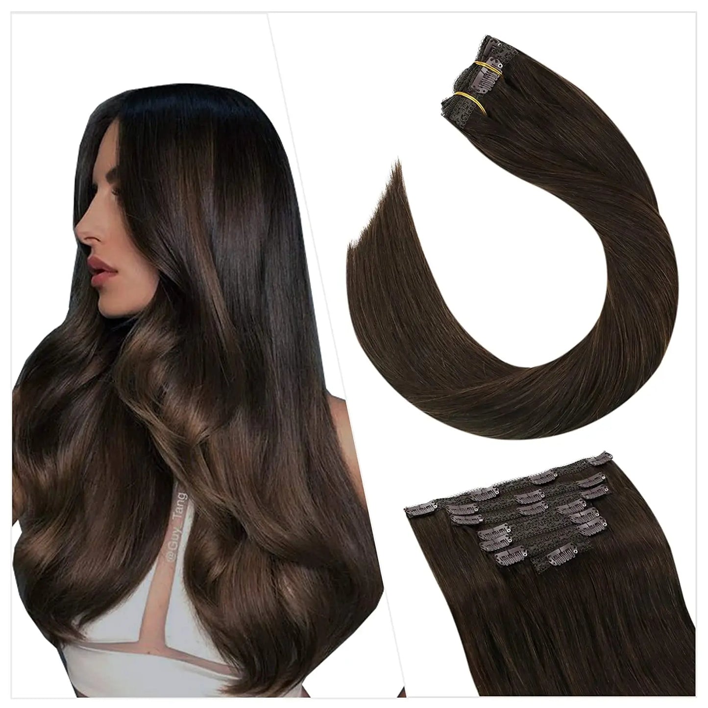 Ugeat Clip In Human Hair Extensions Blonde Color Seamless Invisible Full Head Balayage Soft Remy Hair Extensions For Salon