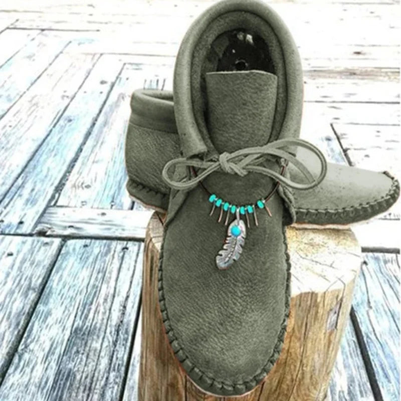Botas Mujer All Season Pu Leather Flat Heel Daily Boots Breathable Anti-Slip For Women Lady Botines Para Mujeres Muy Cómodos