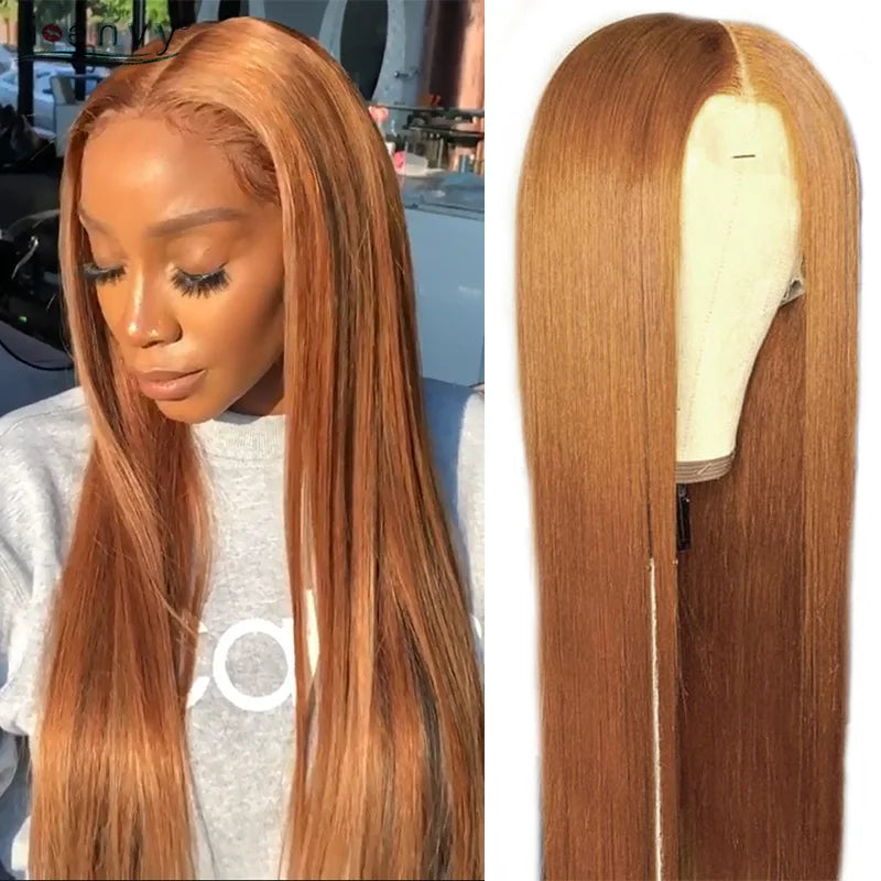 Transparent Lace Wig Straight Brown Lace Front Human Hair Wigs Chocolate Color Blonde Brazilian Human Hair Wigs For Women Remy