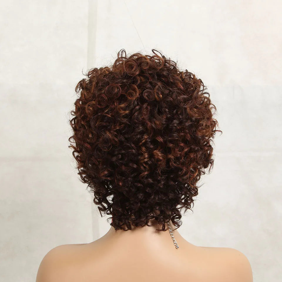 Sleek Short Human Hair Wigs 100% Remy Brazilian Curly Human Hair Wig 10 Inch Water Wave  Wig Natural Black Wigs For Black Women