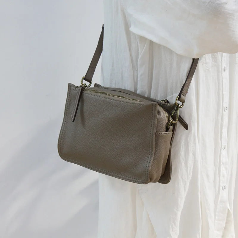 Brand Designer Handbags Small Women Bag Genuine Leather Flap Shoulder Bag Casual Three-layer zipper Ladies Crossbody Bags Female