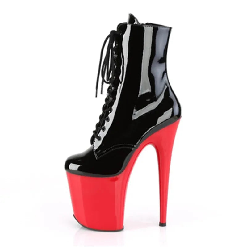 Fashion sexy knight women 8 inch high heels open toe khaki 15-20cm model pole dancing ankle boots