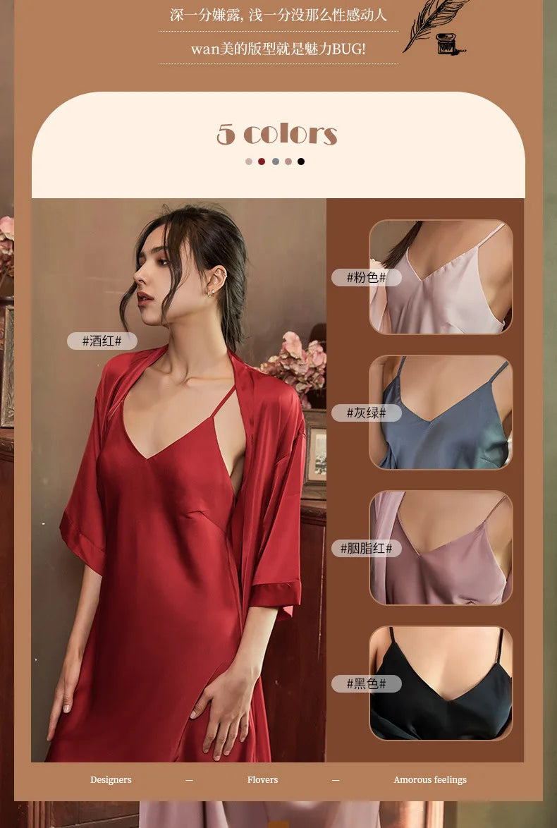 Nightgowns Women Soft V-neck Satin Sleeveless Sleepshirts Summer Sexy Sleepwear Lingerie Korean Style Fashion Nightdress Female