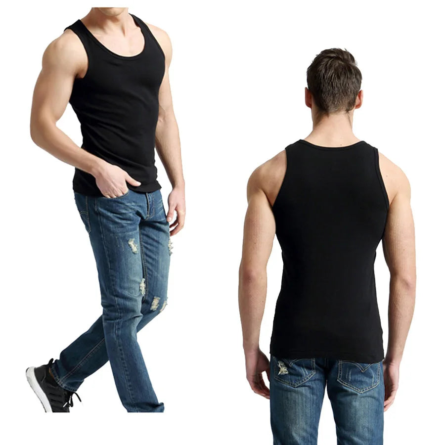 Tank Tops Men Fitness Cool Summer 100% Cotton Vest Male Sleeveless Tops Gym Slim Casual Undershirt Mens Gift 10 Colors 1PCS