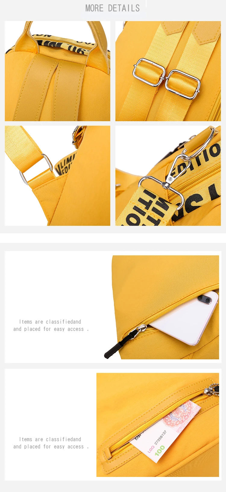 Women backpack casual letter multi-function multi pocket travel backpacks female school bag for teenage girl shoulder bags small