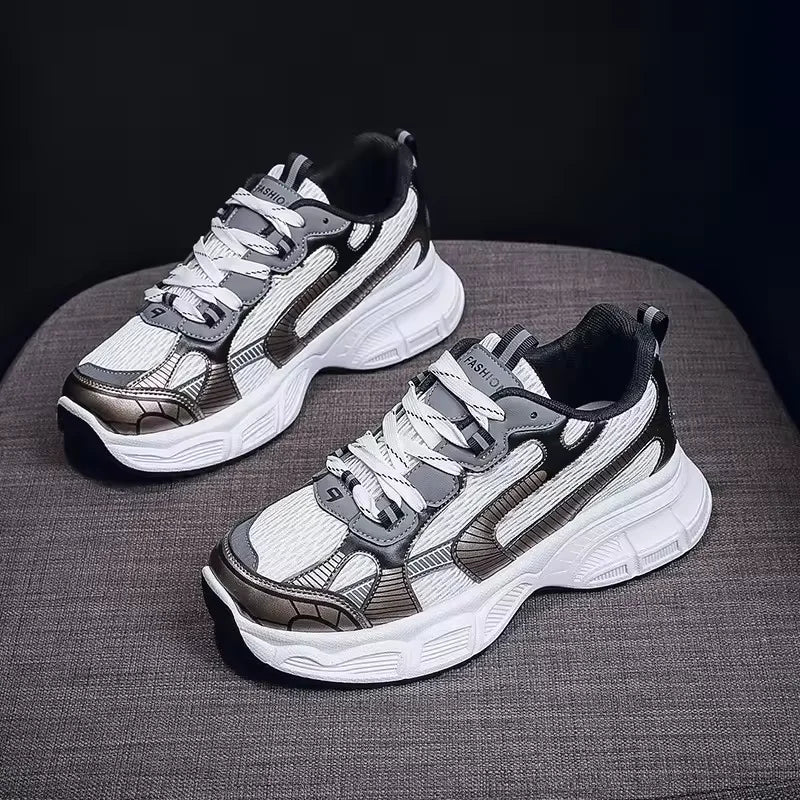 Dad's Shoes Women's New Versatile Student Thick Sole Height Increasing Sports and Leisure Breathable Running Shoes