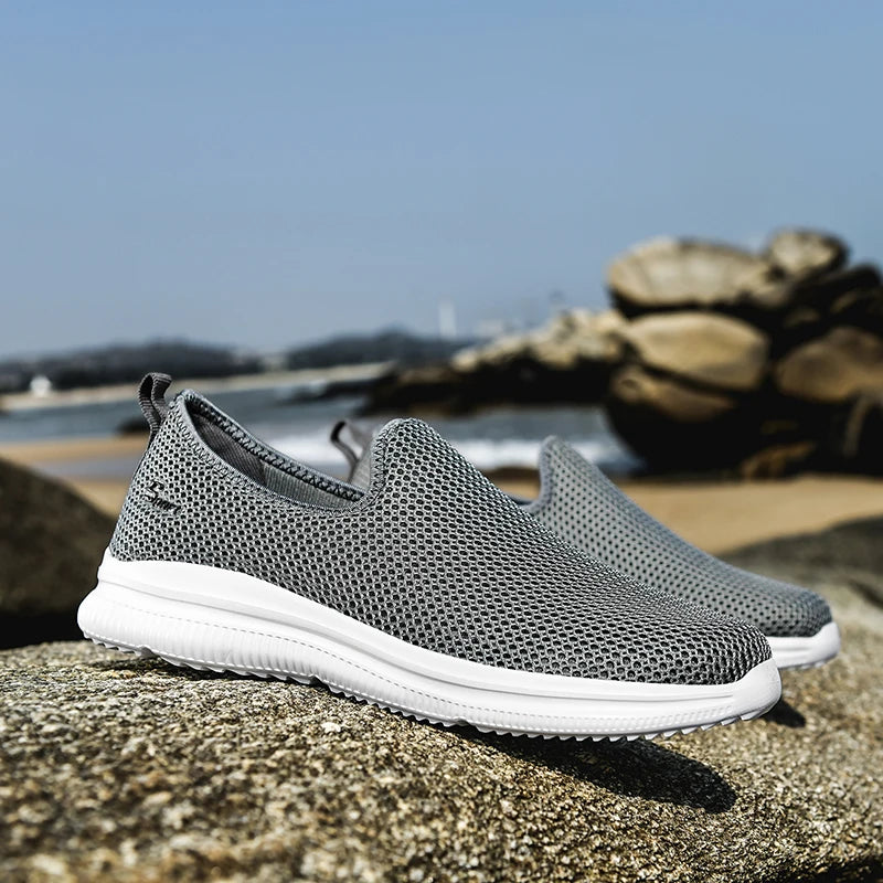 Summer Mesh Sneakers Men Fashion Outdoor Mens Casual Shoes Lightweight Slip on Walking Shoes Unisex Breathable Zapatillas Hombre