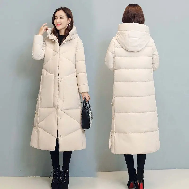 Winter Long Coat Women's 2025 Fashion New Thicken Cotton padded Warm Snow Outerwear Loose Female Windproof Hooded Jacket Parkas