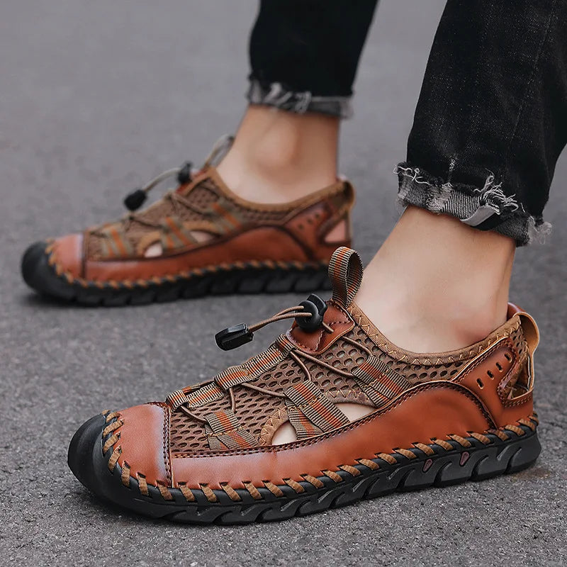 Hot Sale Summer Men's Sandals Outdoor Non-slip Men's Beach Sandals Handmade Genuine Leather Men's Shoes Fashion Men Sneakers