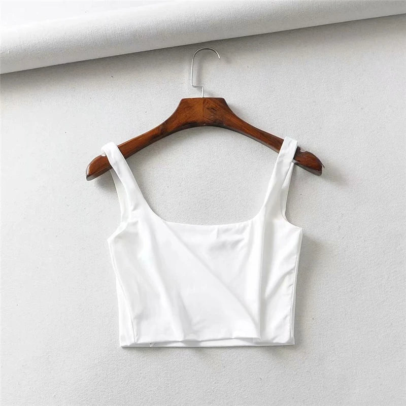 Hot Sale 2025 Summer Women Sexy Sleeveless Tops Fashion Short Square Collar Tank Tops 4 Colors