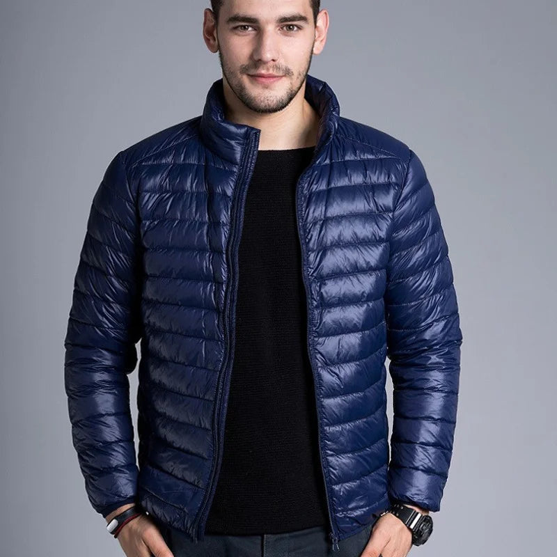 Men's Winter Warm Jackets Streetwear solid Thin Down Jacket Slim Mens Ultra Light White Duck Lightweight parka Packable Coat 5XL