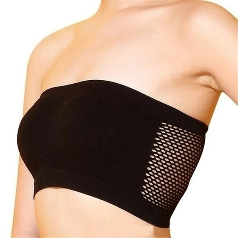 Fashion Women Chest Wraps Tube Tops Plus Size Seamless Strapless Soft Anti Expose High Elastic Mesh Wrapped Invisible Strapless