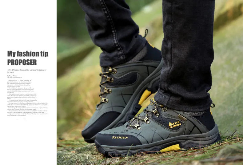 Brand New Spring Autumn Men Work Casual Shoes Men Outdoors Leather Round Toe Sneakers Men Climbing Hiking Shoes Big Size 39-47