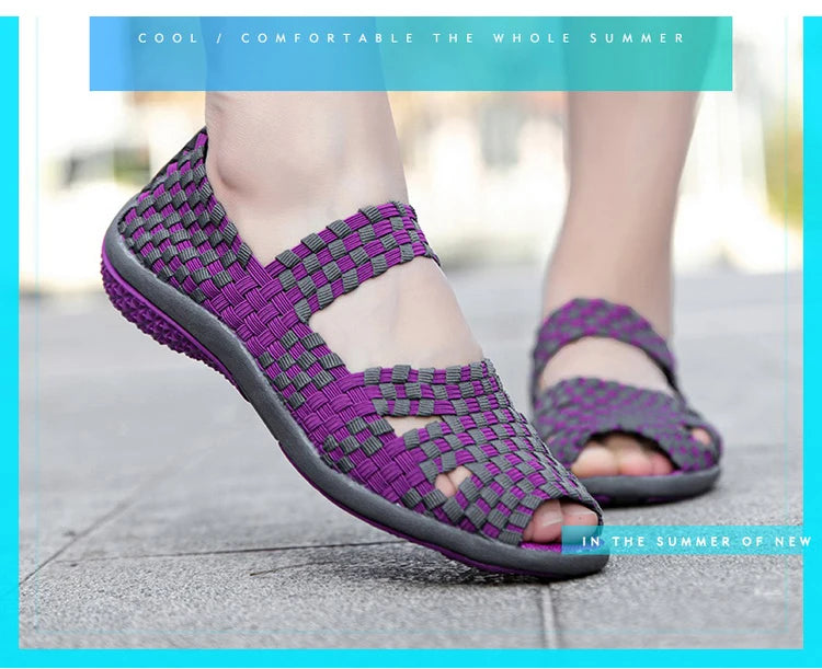 Women Flats Woven Shoes Breathable Summer Sneakers Female Casual Shoes For Walking Comfort Women Tenis Non-slip Zapatos Mujer