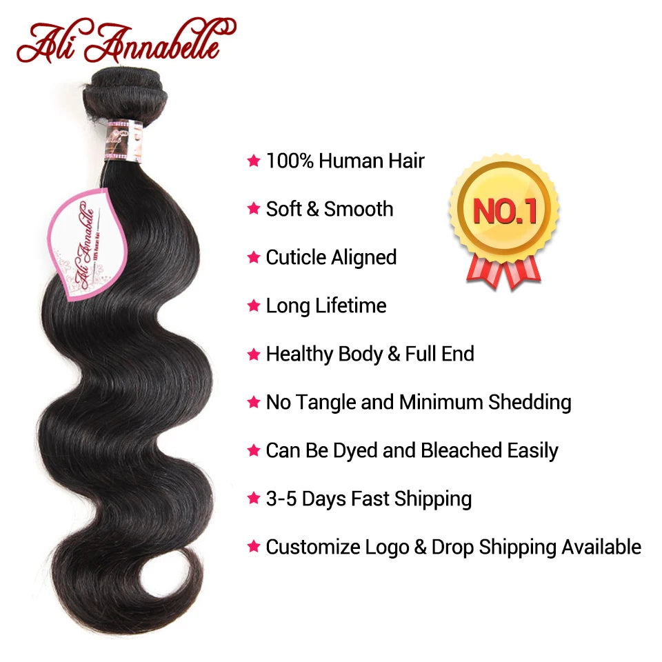 Body Wave Human Hair Bundles Peruvian Human Hair Weave Bundles 1/3/4 PCS Bundles Deal Ali Annabelle Hair Extensions 30 Inch