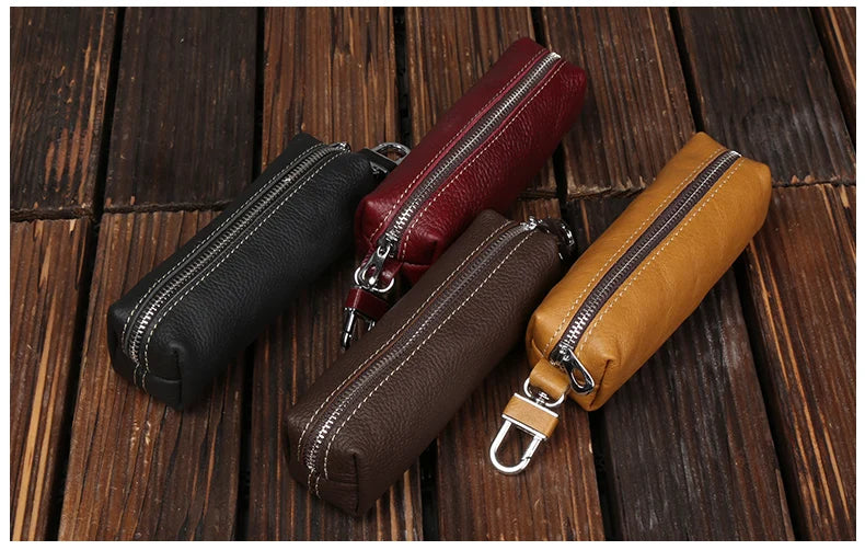EISIPURI Genuine Cow Leather Men Women Key Bag Small Business Kay Case Women Housekeepers Wholesale purse keychain wallet