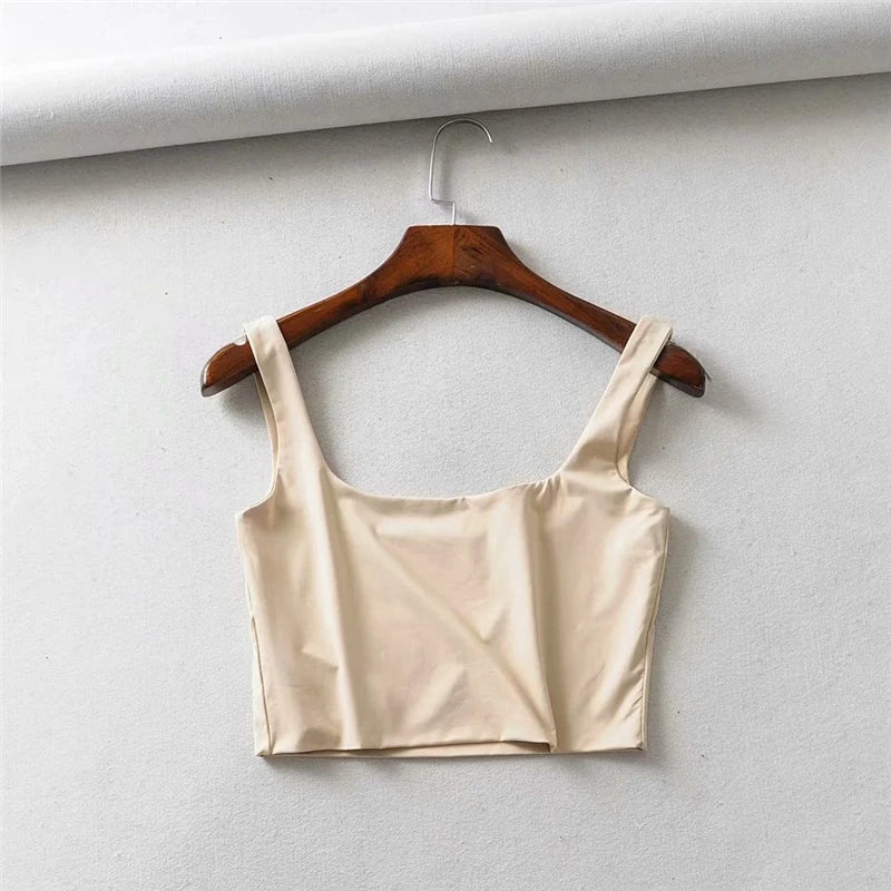 Hot Sale 2025 Summer Women Sexy Sleeveless Tops Fashion Short Square Collar Tank Tops 4 Colors