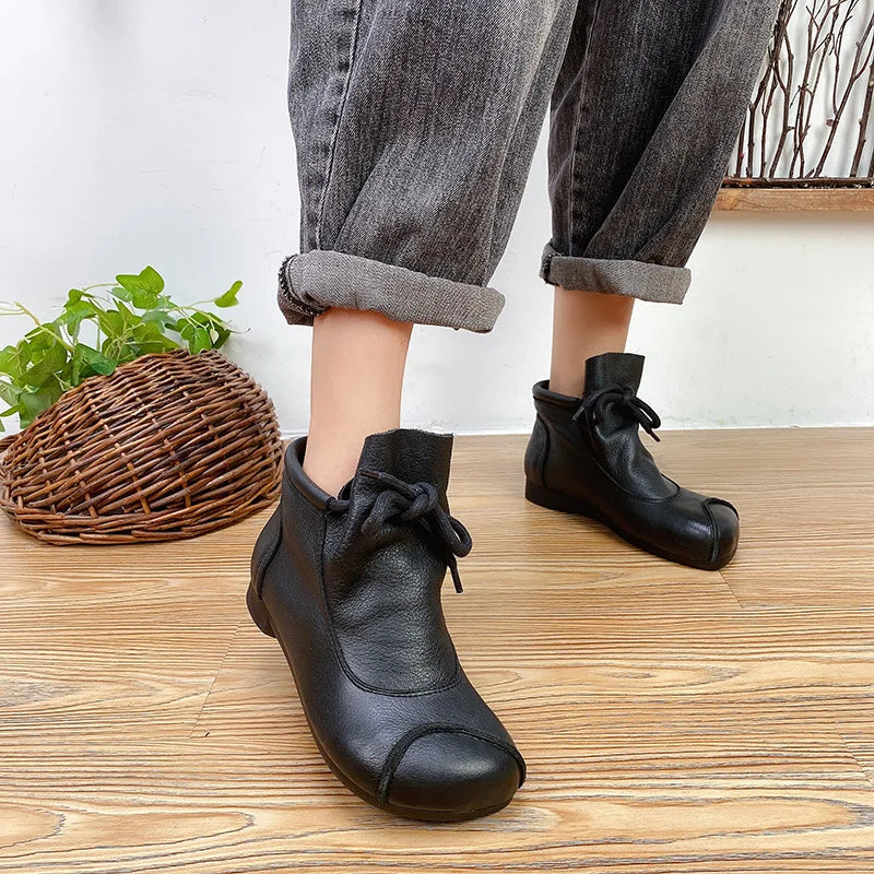 Careaymade-Genuine leather women's boots Fashion retro warm Oversized shoes cow leather Pure handmade ankle boots Casual boots