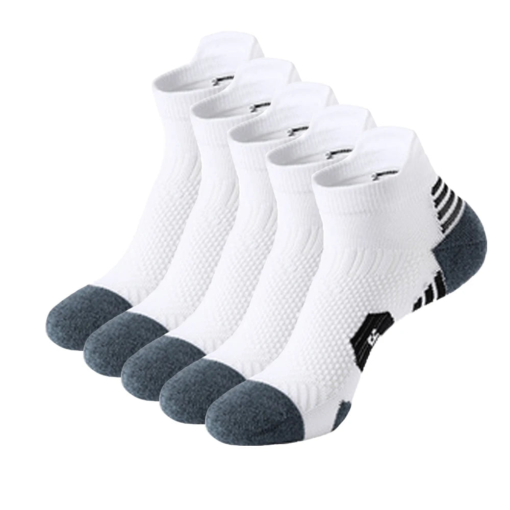 5Pairs New Spring Men's Socks AnkleThick Knit Sports Sock Outdoor Fitness Breathable Quick Dry Wear-resistant Short Running Sock