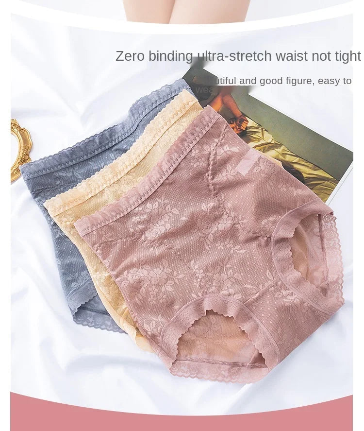European Style  Panties Fashion Solid Color Comfort Briefs Plus Size High Waist Seamless Underpants Sexy Lace Panties Lingerie