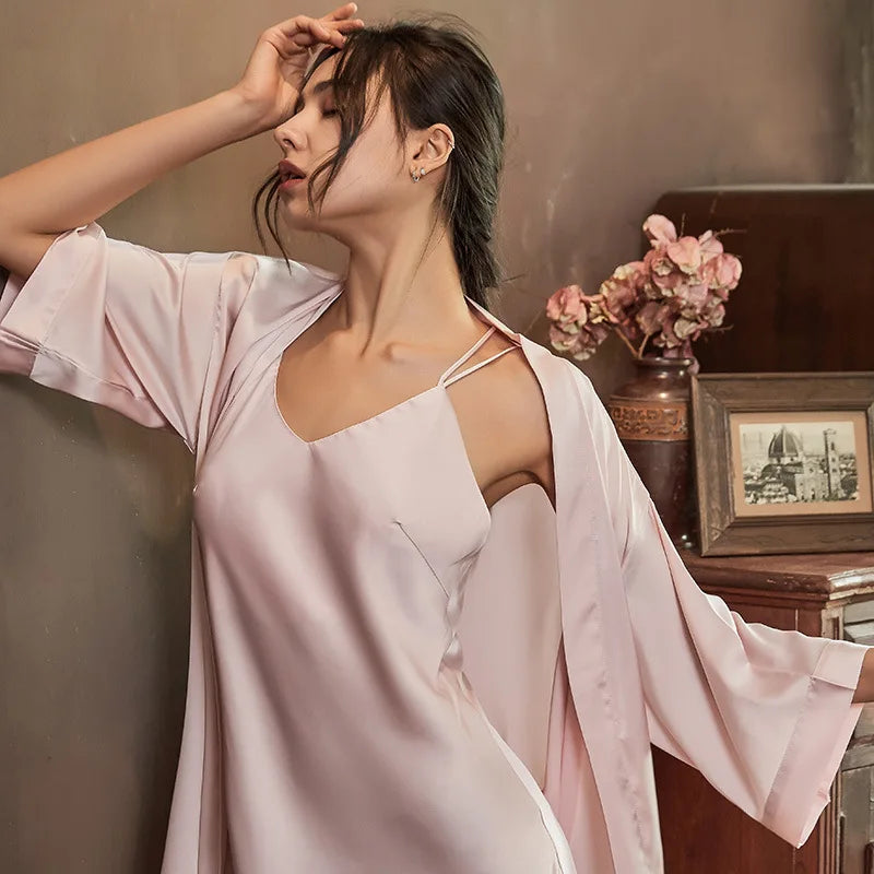 Nightgowns Women Soft V-neck Satin Sleeveless Sleepshirts Summer Sexy Sleepwear Lingerie Korean Style Fashion Nightdress Female