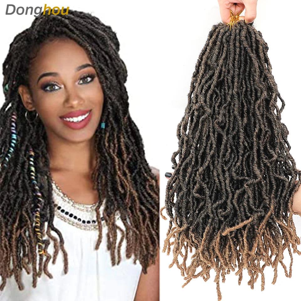 Long Goddess Faux Locks Crochet Braids Brown Blue 1B 30 350 Soft Locs Braiding Hair Synthetic Faux Locs Crochet Hair Extensions