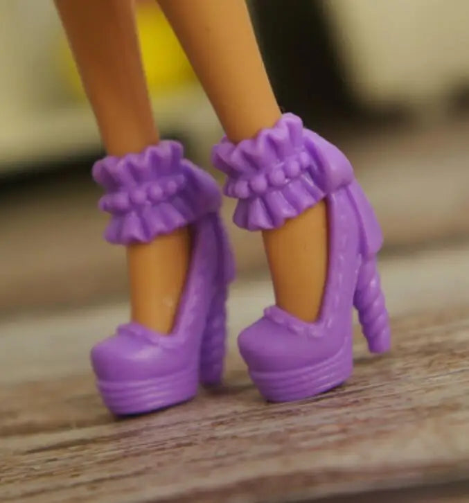Doll shoes boots black silver high heels flat foot accessories for your BB dolls BBI20201021B