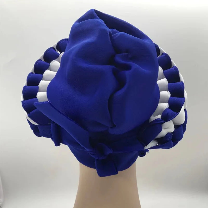 2022 Fashion African Turbans for Women Ready to Wear Auto Gele Headties Nigerian Aso Oke Head Wraps for Traditional Wedding