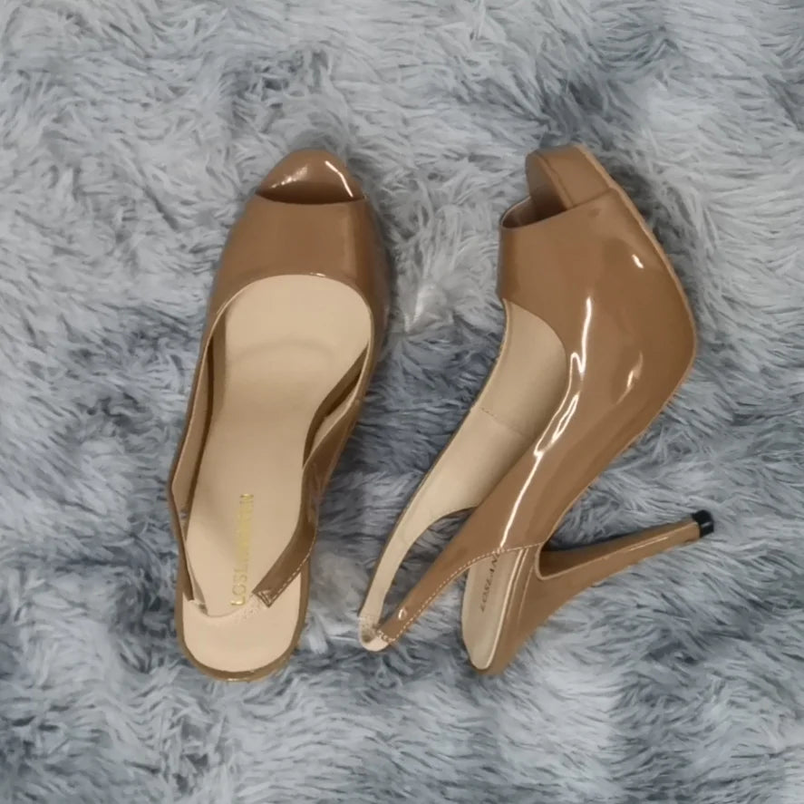 Women Pumps Fashion 12cm Sexy Open Toe Thin Heel Patent Leather Platform High Heels Gladiator Party Dress Wedding Shoes