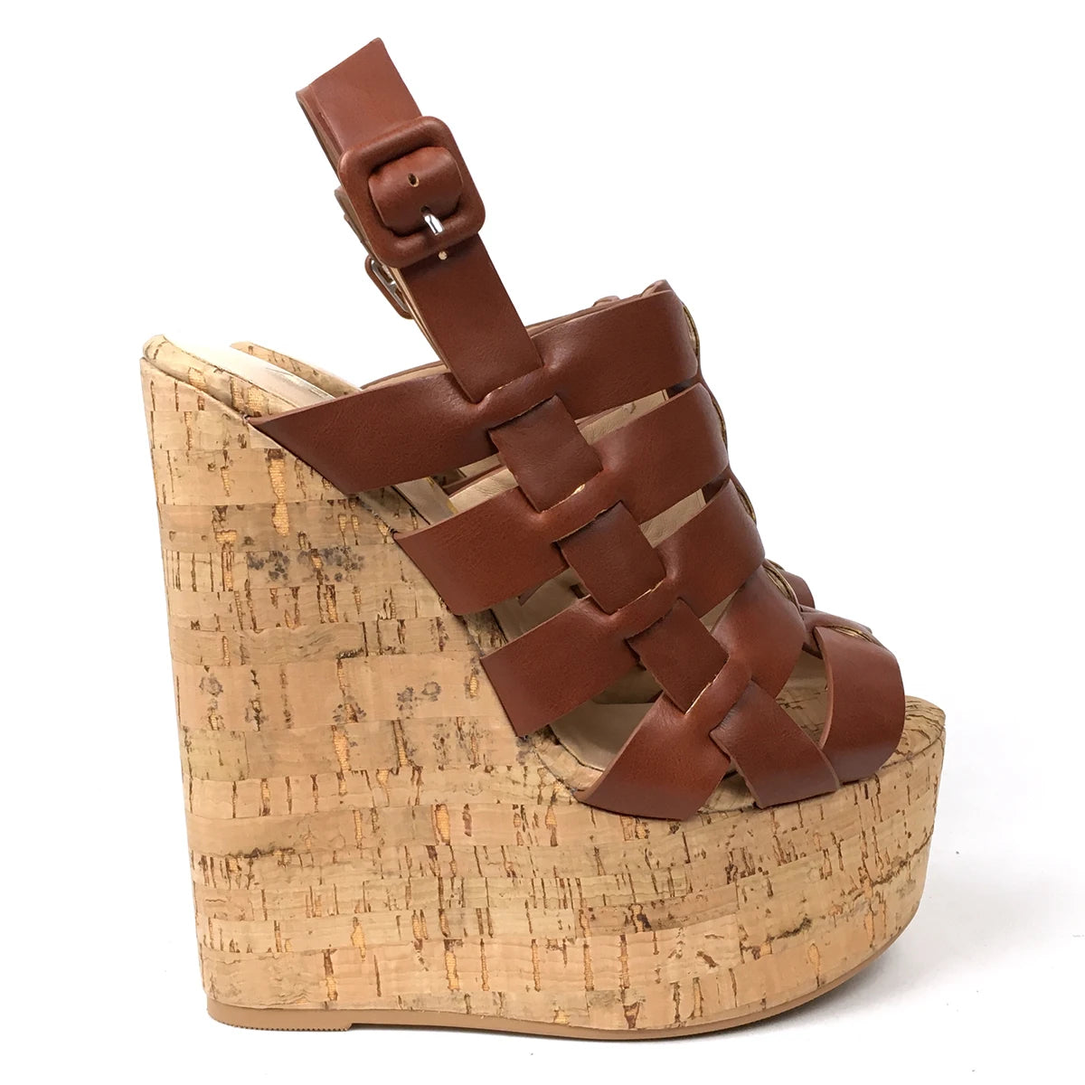 Women’s Cork Wedge Slingback Sandals – Peep Toe Cross Strap Summer Casual Shoes, Comfortable