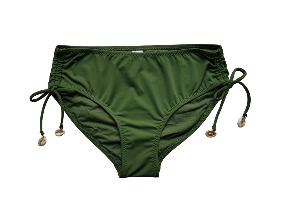 Adjustable Bathing Suits for Women, Push Up Bikini, Mid Waist Swimsuits, Side Tie Swimwear, Full Coverage, Swim Beach Wear