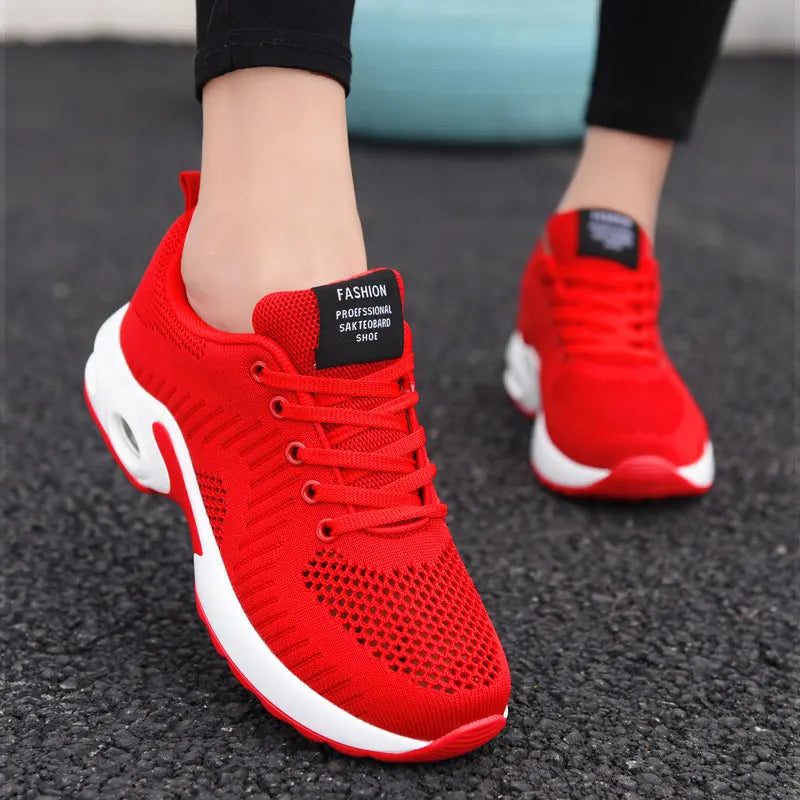 Women Platform Sneakers 2023 Red Height Increasing Sport Casual Running Shoes Femme Spring Mesh Walking Shoes Feminino Zapatos