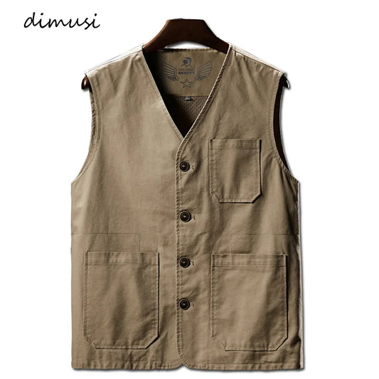 DIMUSI Summer Men's Vests Casual Man Army Breathable Mesh Vest Sleeveless Jackets Man Outdoor Fishing Waistcoats Clothing 8XL
