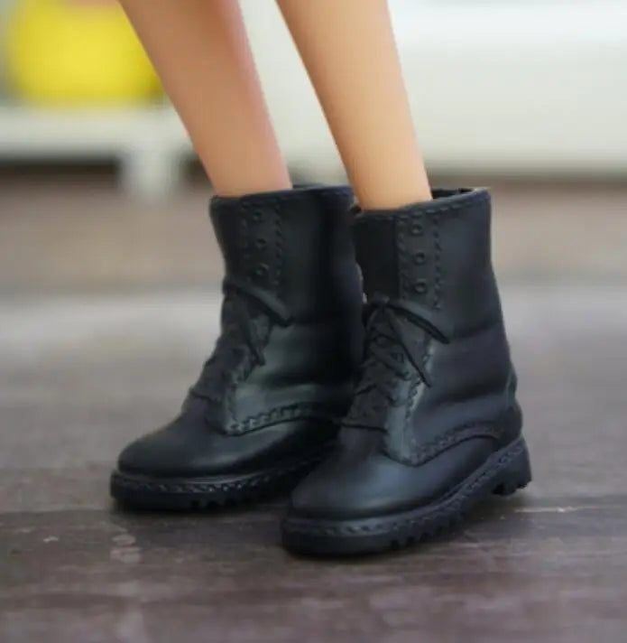 Doll shoes boots black silver high heels flat foot accessories for your BB dolls BBI20201021B